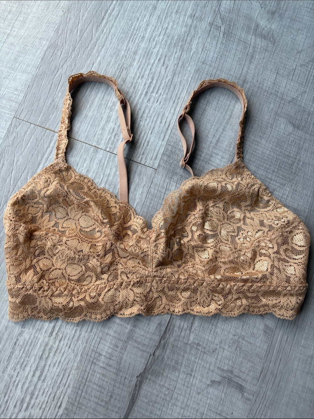 Quince Lace Bralette in Nude Tan, Size S